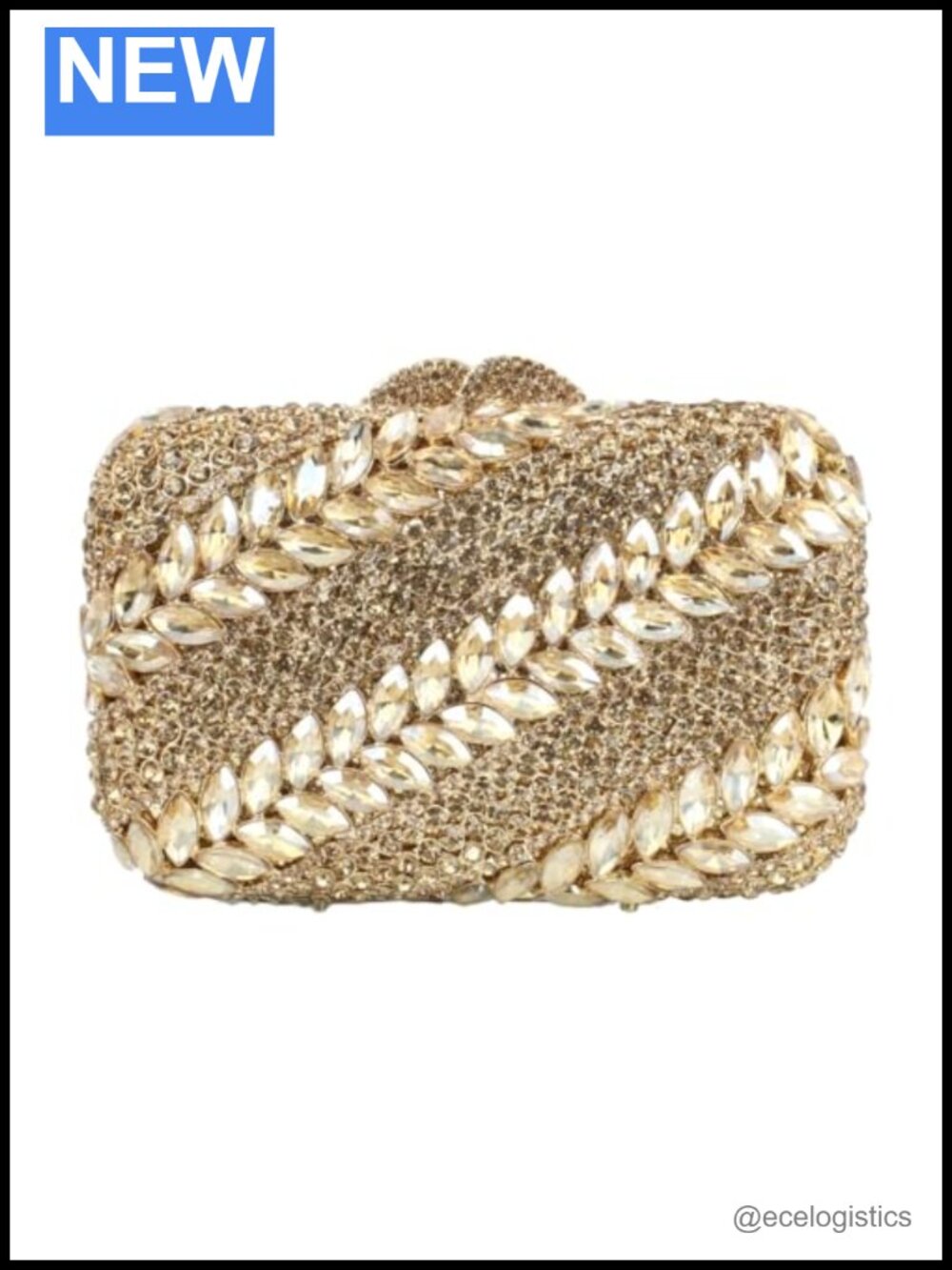 Rhinestone Crystal Clutch Evening Bag Wheat Stripe Pattern Handmade Clutch